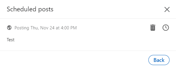 Viewing your scheduled LinkedIn posts