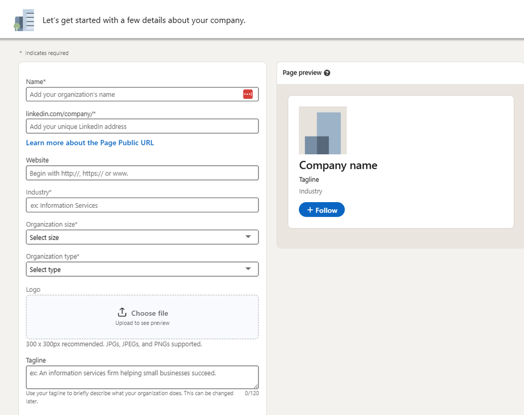 How to create a linkedin company page